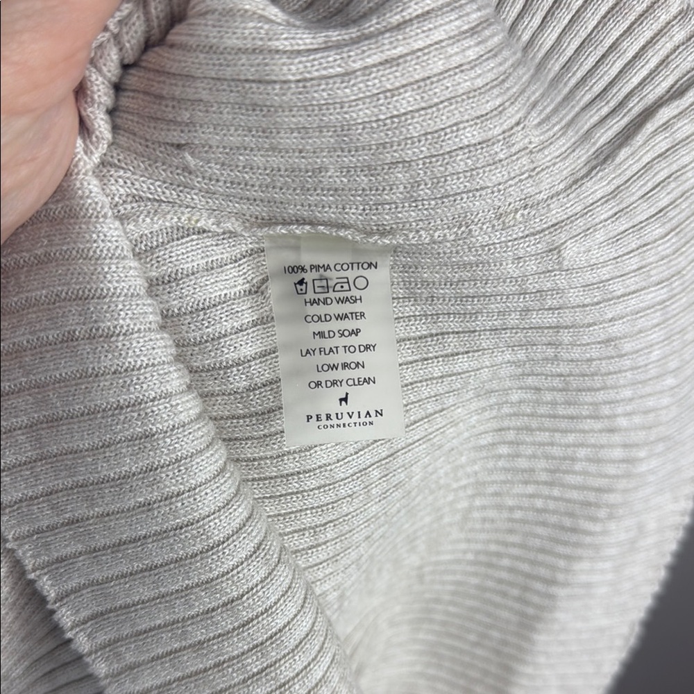 Peruvian Connection-White Ribbed V-Neck Sweater - Picture 6 of 6
